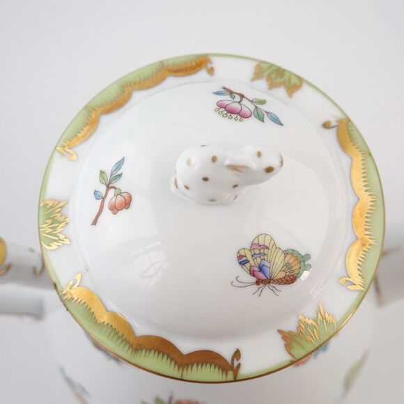 HEREND Queen Victoria Individual Coffee Pot With Bunny Final 3412, Ear chip,RARE - Picture 14 of 16